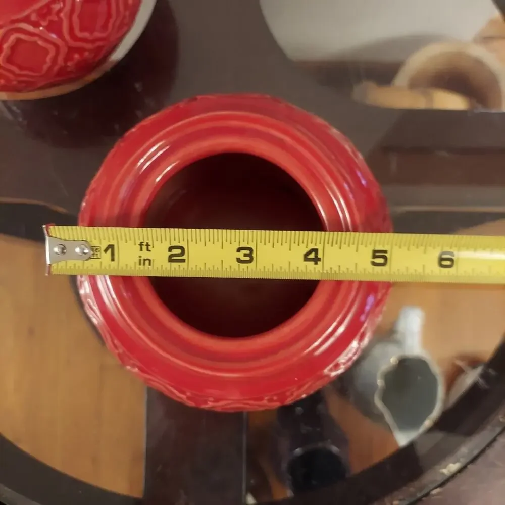 Mid Century Red Ceramic Geometric 4